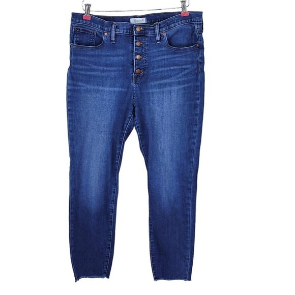 Madewell Button Fly Jeans Size 32 36X27 High Rise Skinny Raw Frayed Hem M2236 - Picture 15 of 15